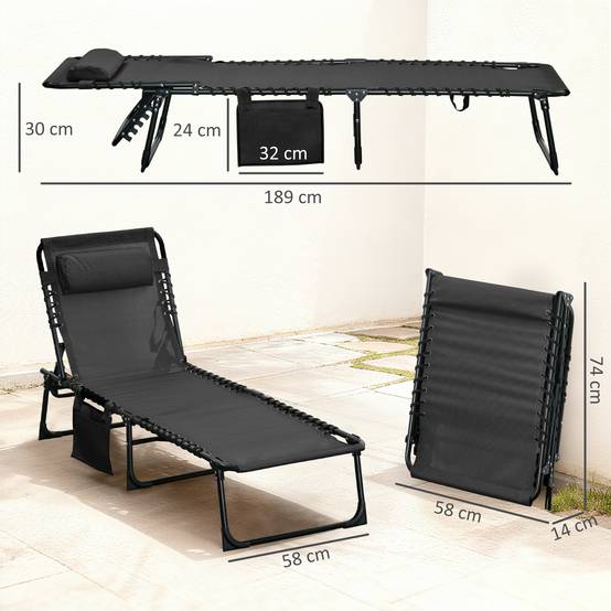 Outsunny - Transat pliable portable dossier réglable - Image 3