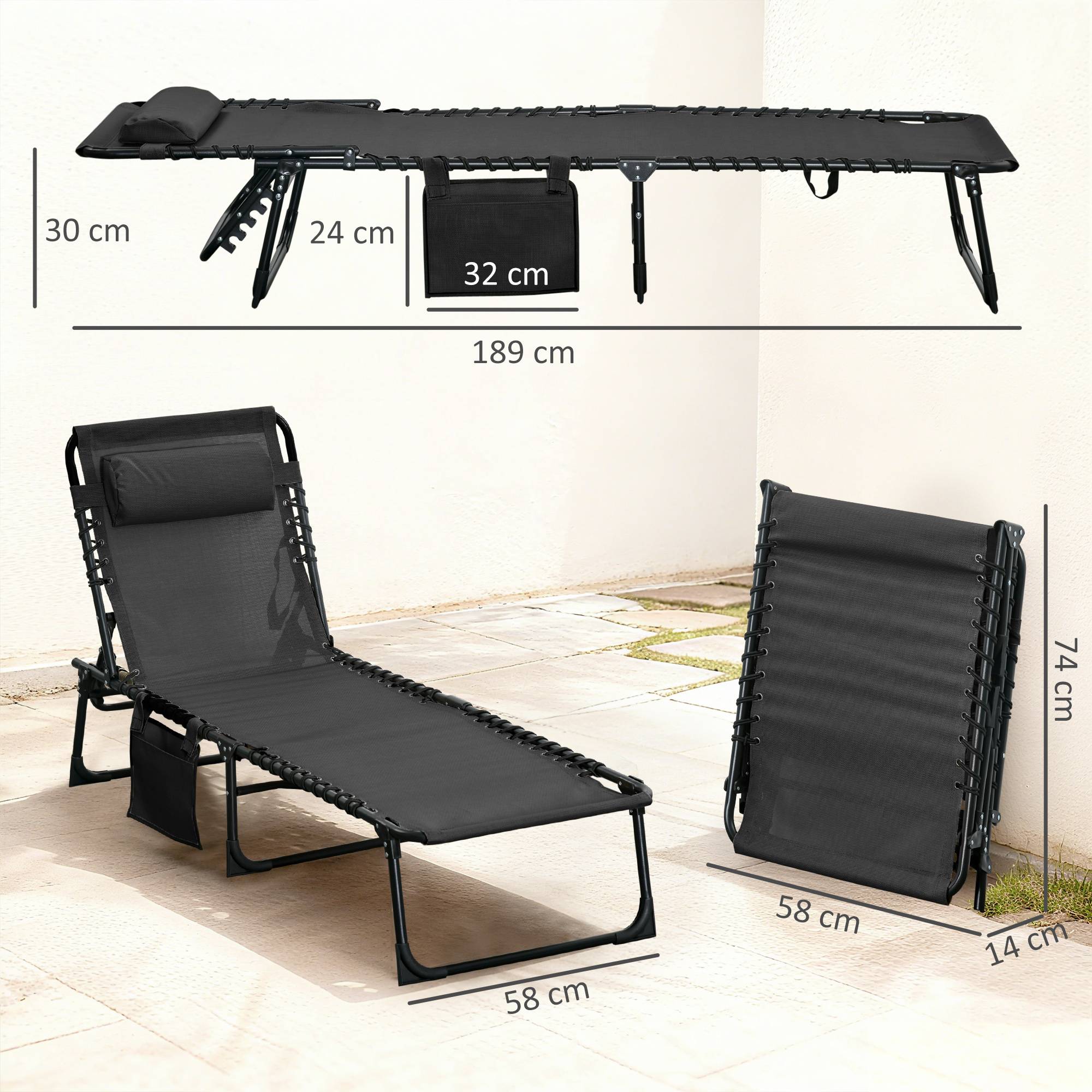 Outsunny - Transat pliable portable dossier réglable - Image 3