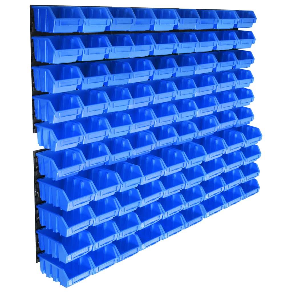 Helloshop26 - Kit de bacs de stockage avec panneaux muraux 96 pièes bleu - Imagen 1