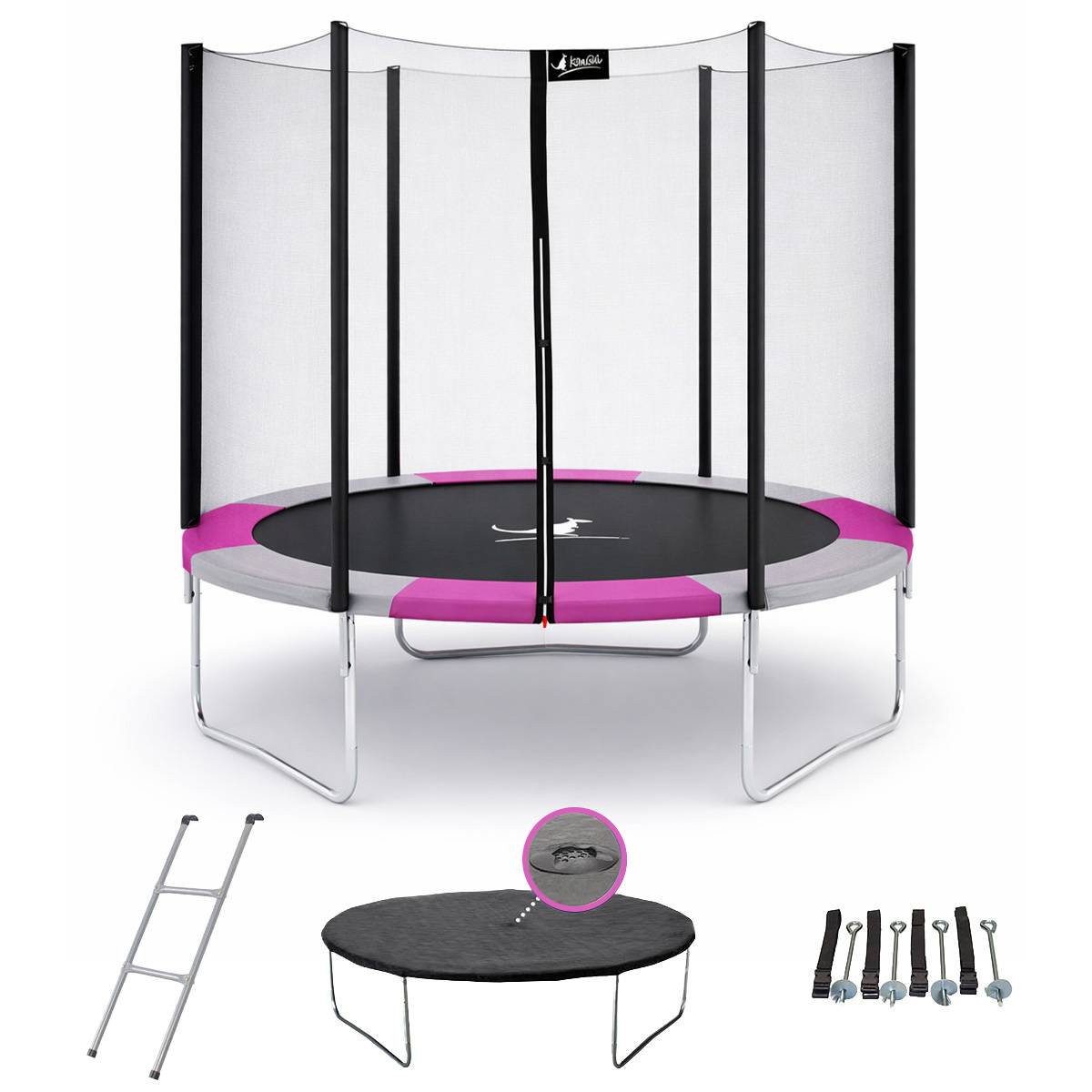 Kangui - Trampoline rond Ø 300cm avec filet, échelle, bâche et kit ancrage - RALLI 300 Kangui - Image 1