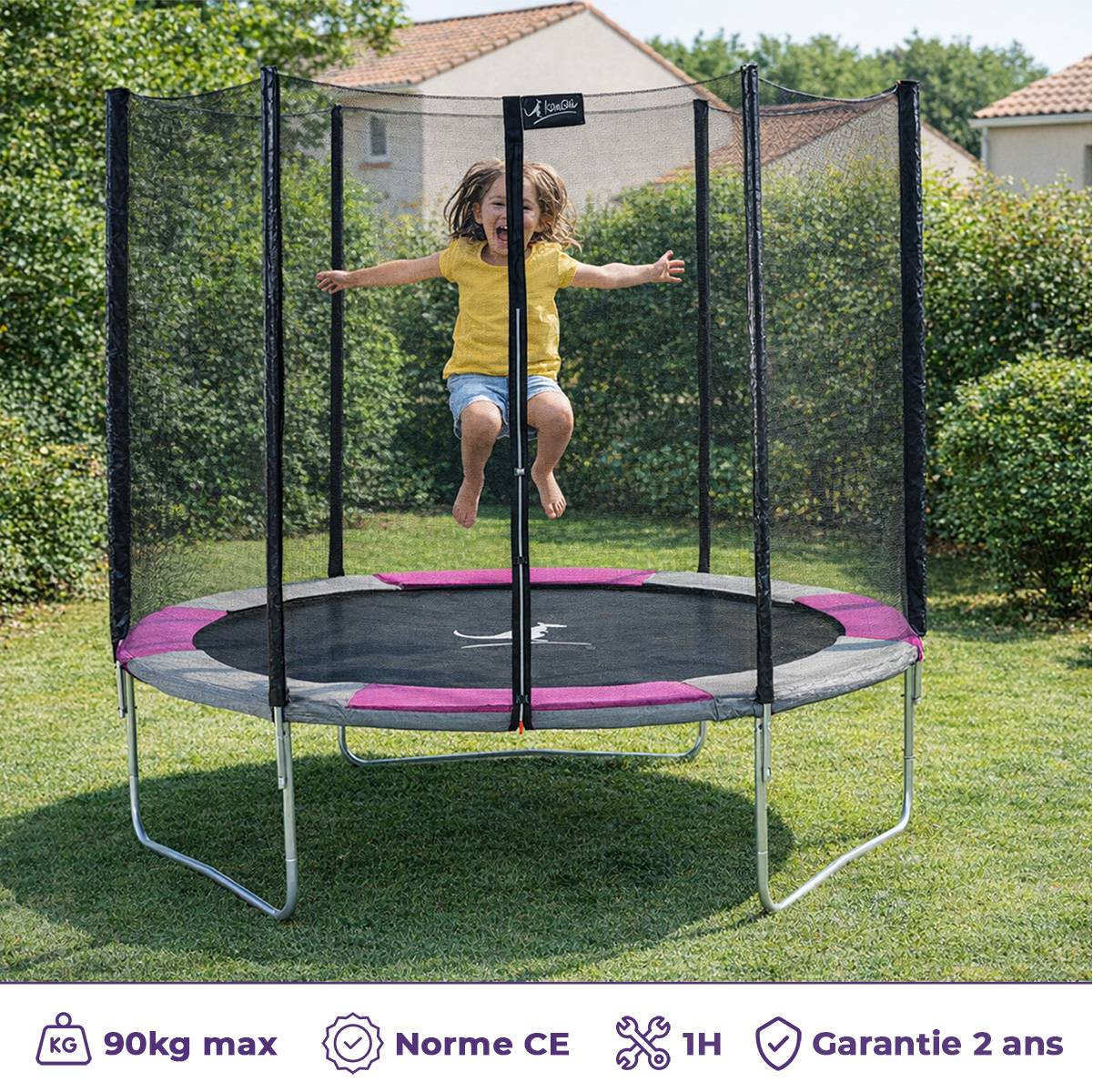 Kangui - Trampoline rond Ø 300cm avec filet, échelle, bâche et kit ancrage - RALLI 300 Kangui - Image 2