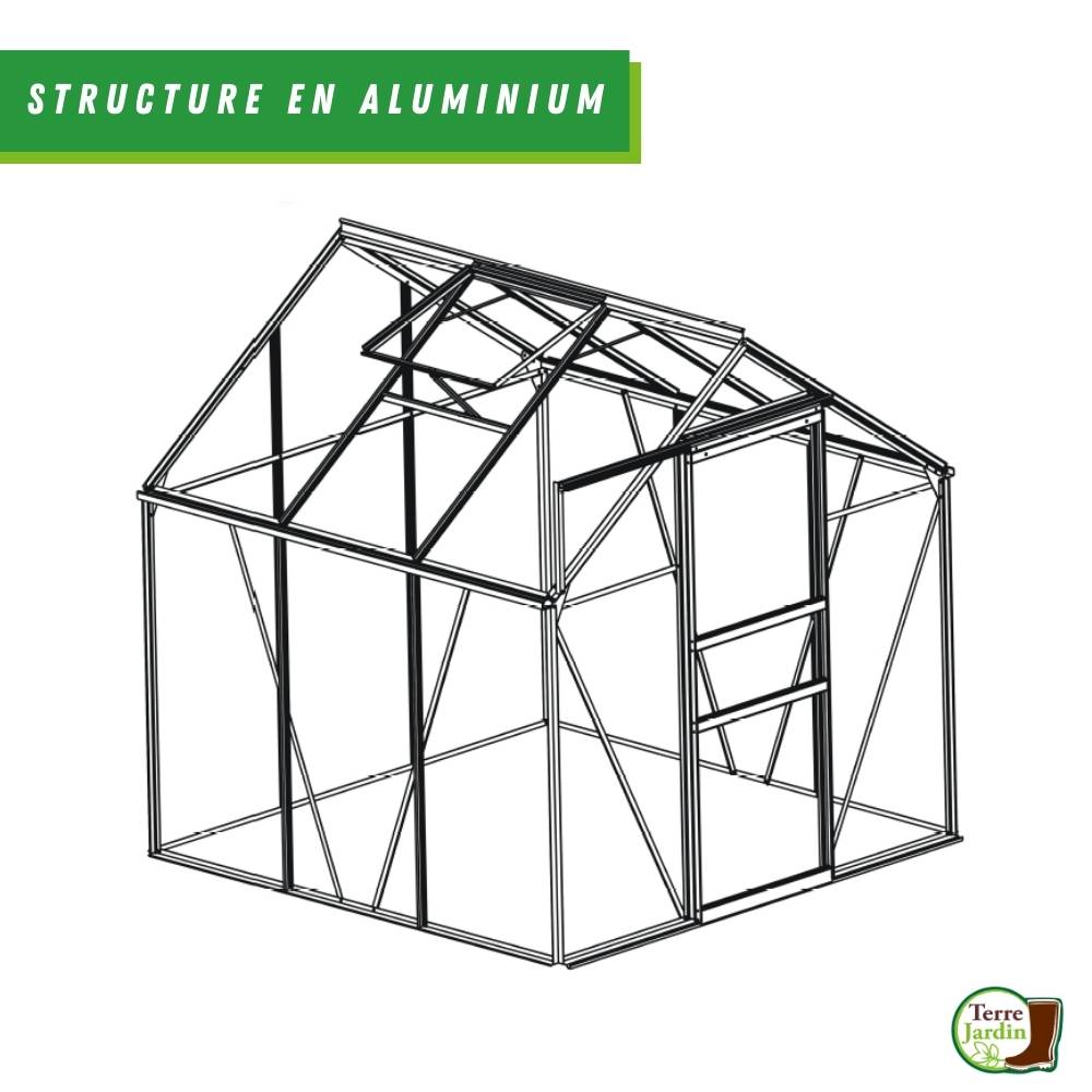 Serre de Jardin en Aluminium  - 3,6 M² - Parois en polycarbonate - TERRE JARDIN - Image 4