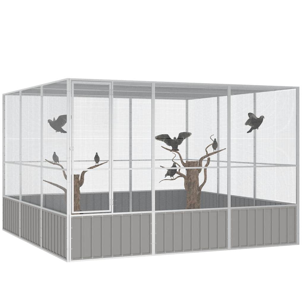 Volière Géante Acier Galvanisé Robuste Jardin Gris 302,5x324,5cm - ComfortXL Outdoor Living - Image 2