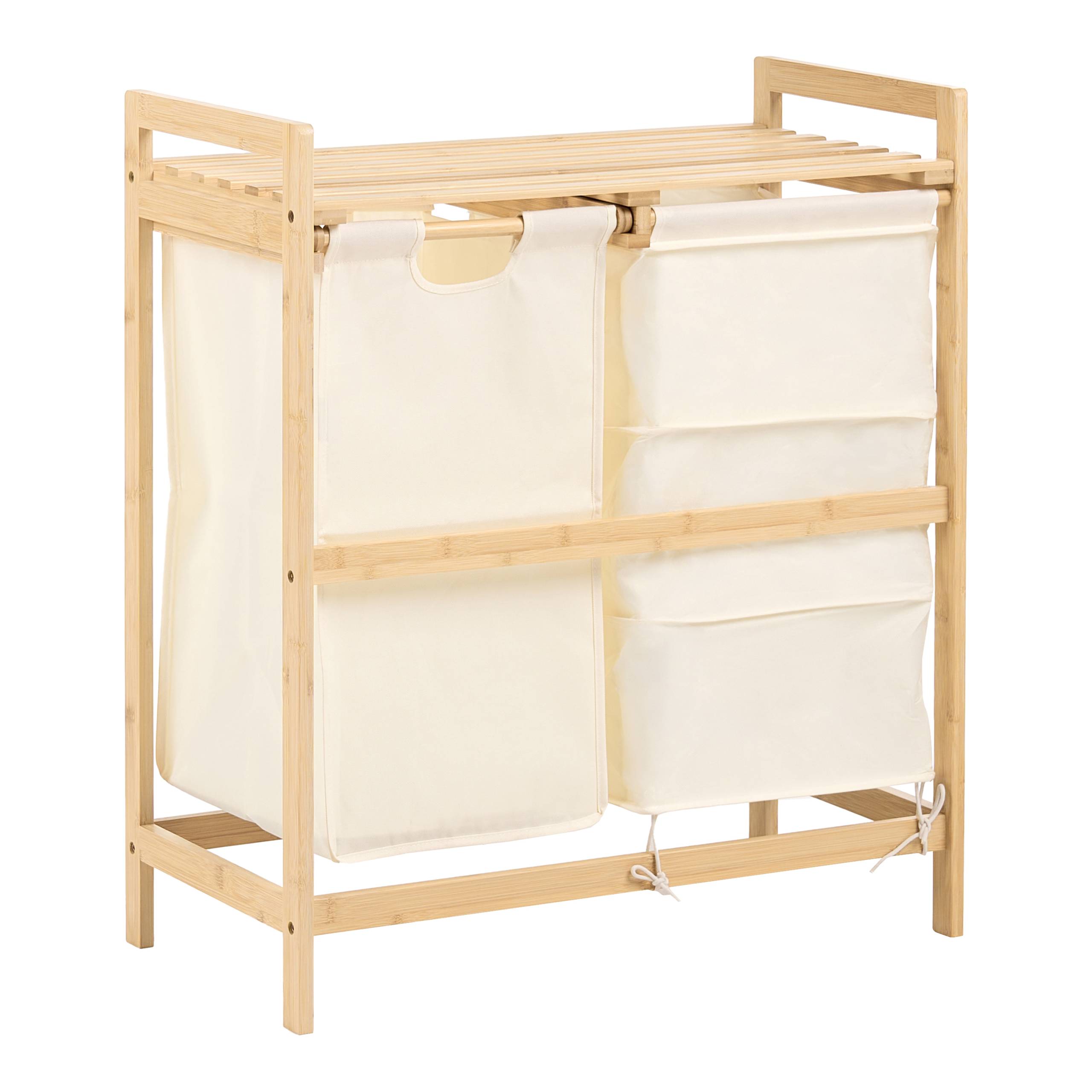 Beliani - Paniers à linge Tissu Marron clair/blanc TOROTAL - 94x33x78- Beliani - Image 6