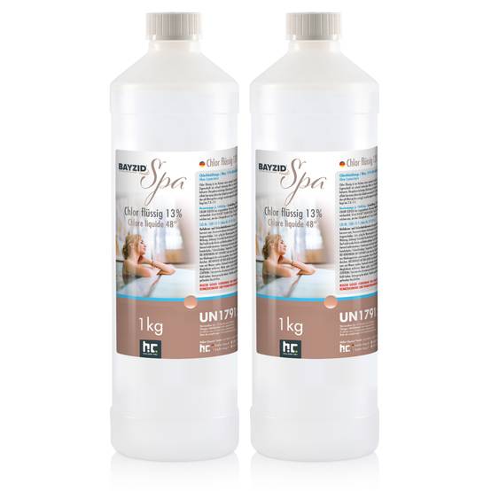 chlore liquide BAYZID® SPA pour spas et pataugeoires en bouteille de 1 KG x 2 - Image 1