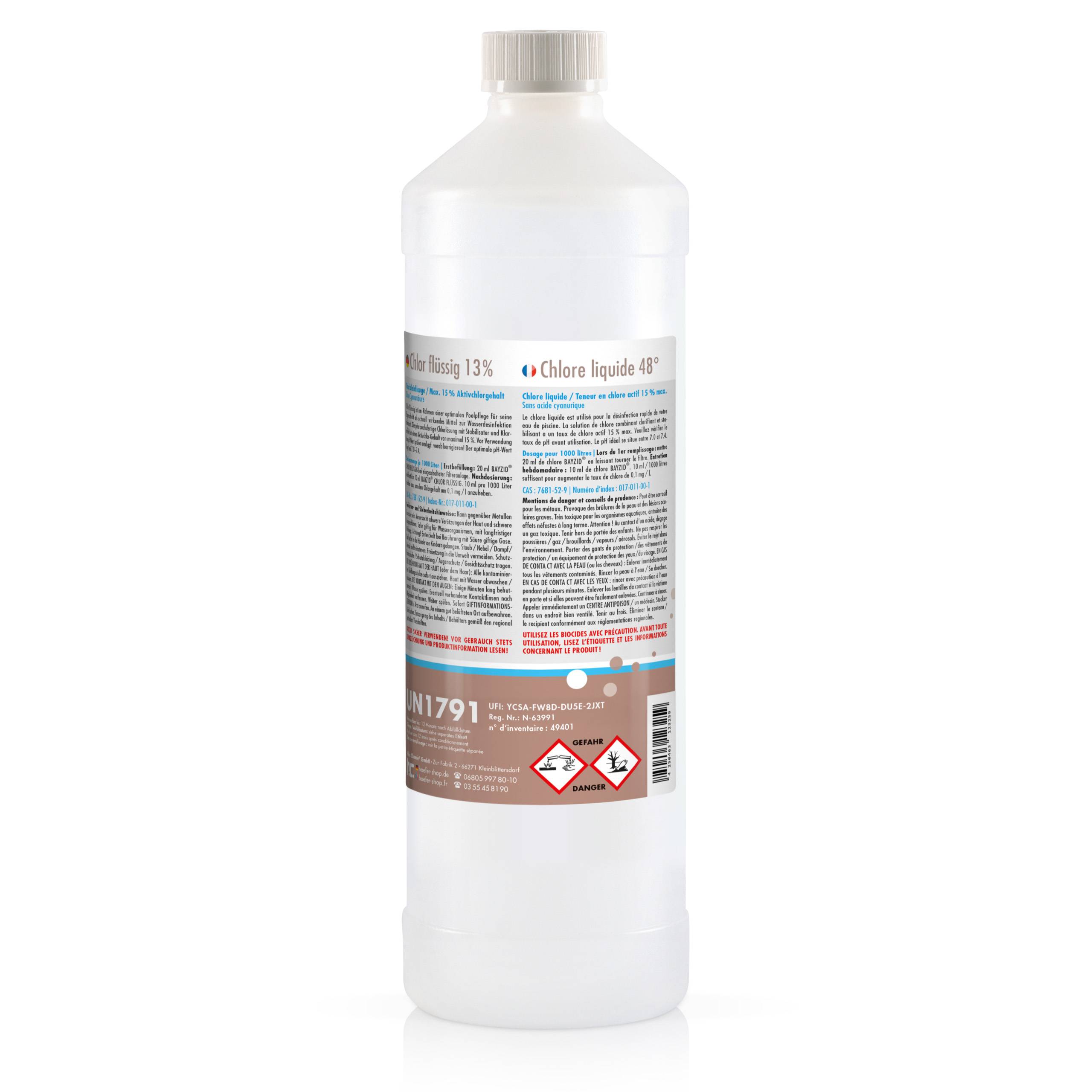 chlore liquide BAYZID® SPA pour spas et pataugeoires en bouteille de 1 KG x 2 - Image 5