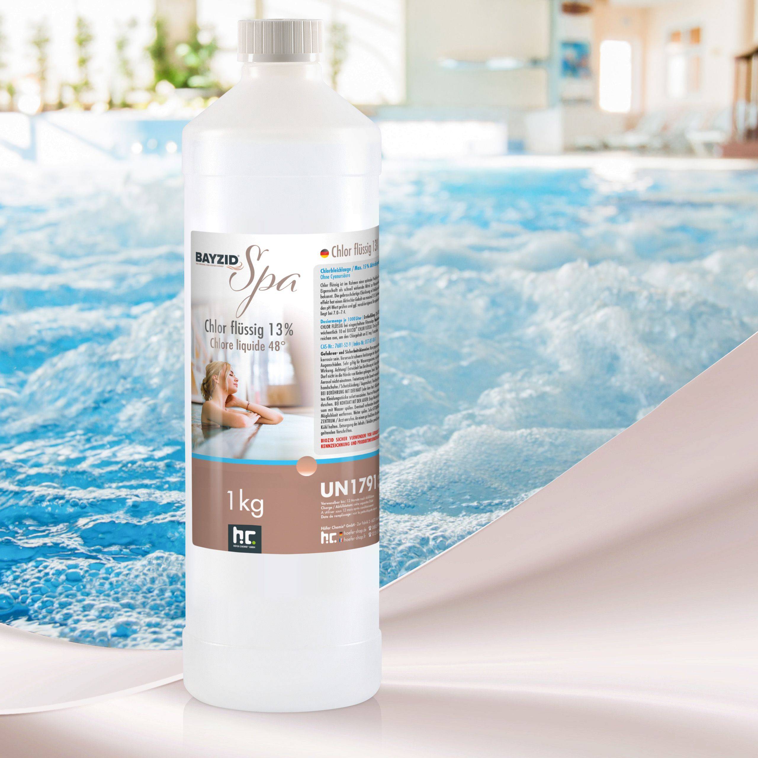 chlore liquide BAYZID® SPA pour spas et pataugeoires en bouteille de 1 KG x 2 - Image 4