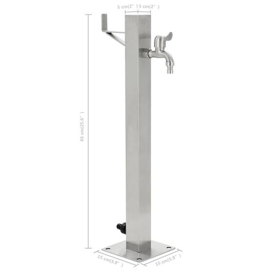 PANGIVO - Colonne à eau acier inoxydable argenté 15 x 15 x 65 cm, poids:2.86kg - PANGIVO - Image 8