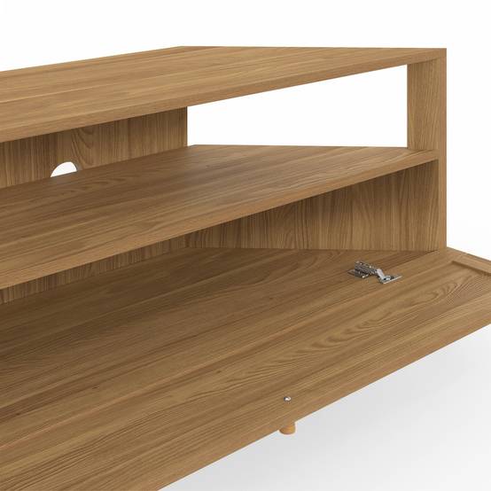 Meuble TV 100 cm d'angle HANAE 1 porte effet naturel cannage - Image 6