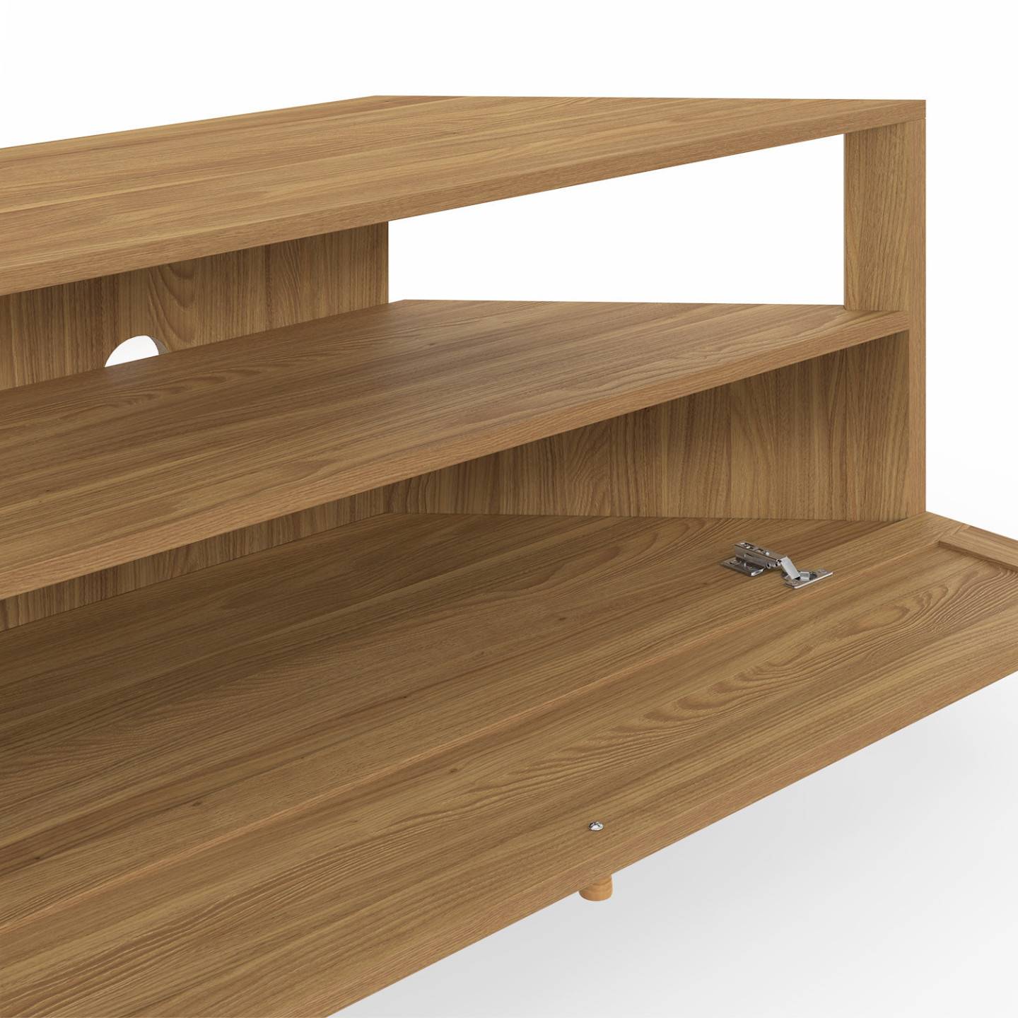 Meuble TV 100 cm d'angle HANAE 1 porte effet naturel cannage - Image 6