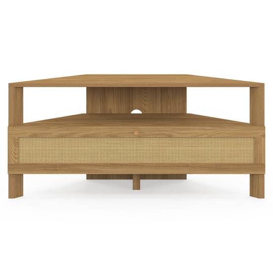 Meuble TV 100 cm d'angle HANAE 1 porte effet naturel cannage - Image 3