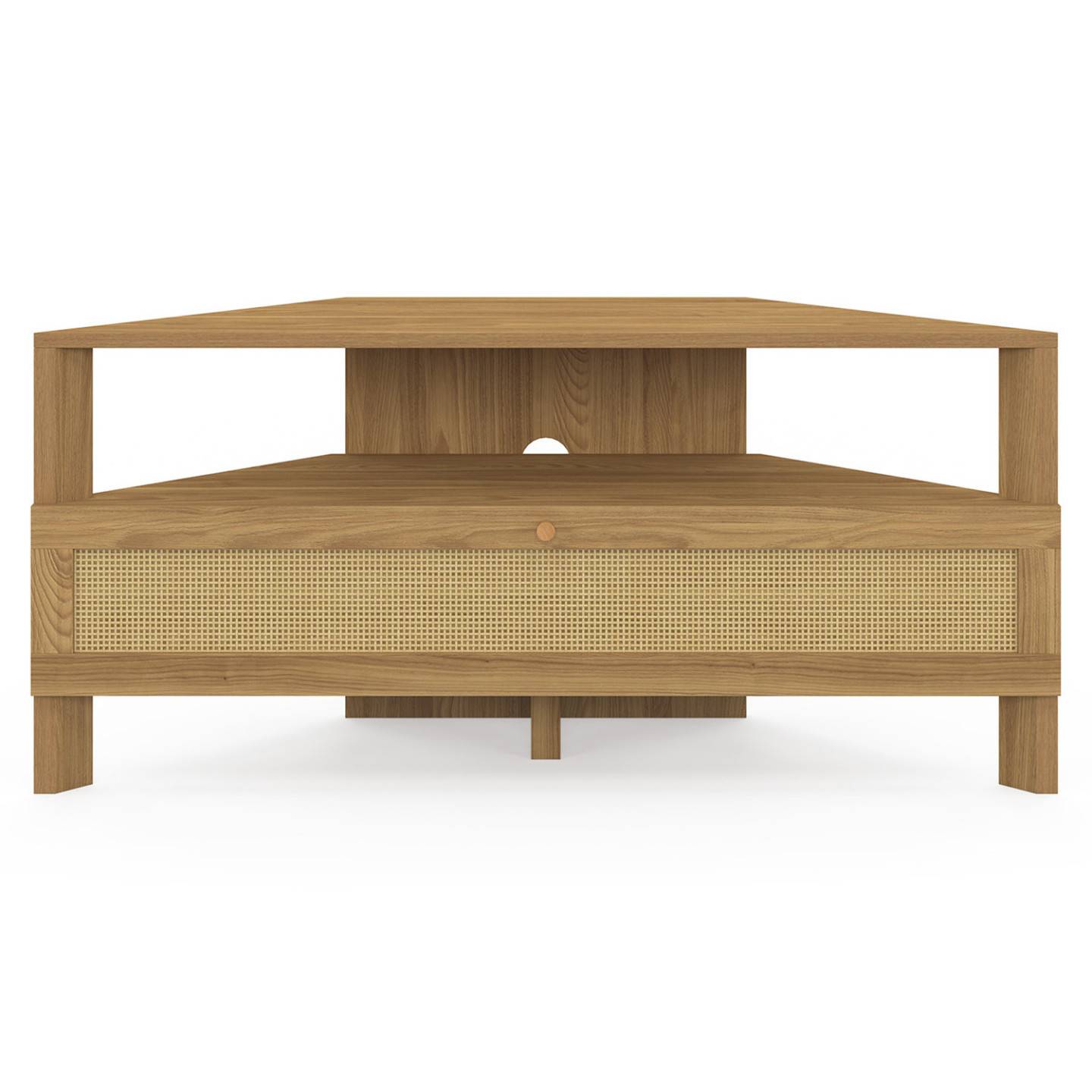 Meuble TV 100 cm d'angle HANAE 1 porte effet naturel cannage - Image 3