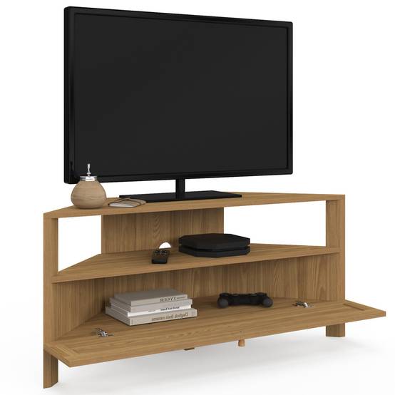 Meuble TV 100 cm d'angle HANAE 1 porte effet naturel cannage - Image 4