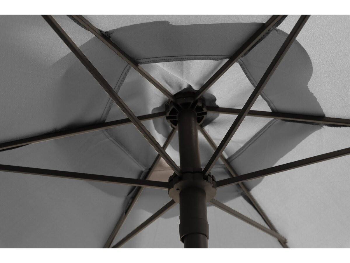 Table Et Chaises De Jardin Avec Parasol En Métal "convivia" - 6 Places - Gris Clair -habitat Et Jardin - Image 4