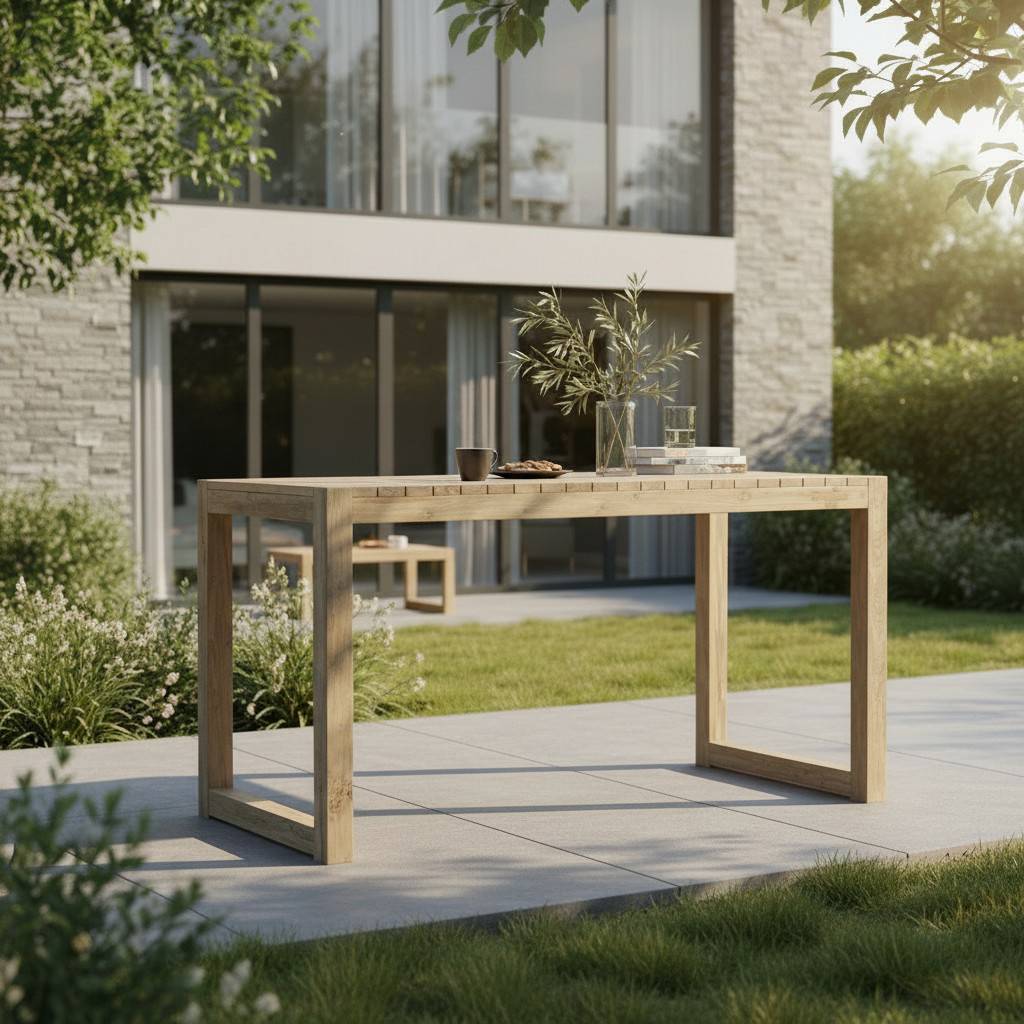 Table haute en teck recyclé 180 cm Toscagne - Gecko Jardin - Imagen 6