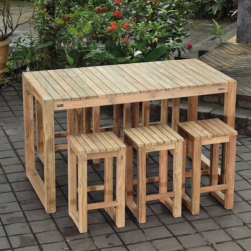 Table haute en teck recyclé 180 cm Toscagne - Gecko Jardin - Imagen 5