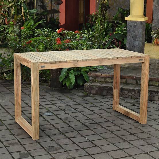 Table haute en teck recyclé 180 cm Toscagne - Gecko Jardin - Imagen 1
