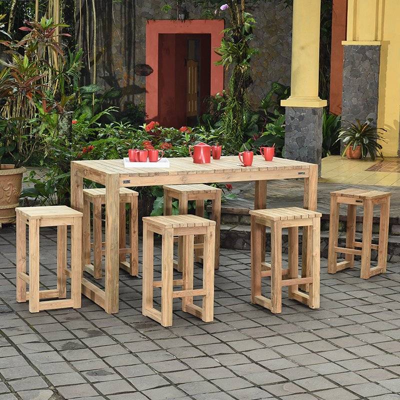 Table haute en teck recyclé 180 cm Toscagne - Gecko Jardin - Imagen 4