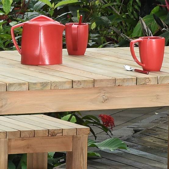 Table haute en teck recyclé 180 cm Toscagne - Gecko Jardin - Imagen 3