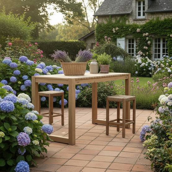 Table haute en teck recyclé 180 cm Toscagne - Gecko Jardin - Imagen 8