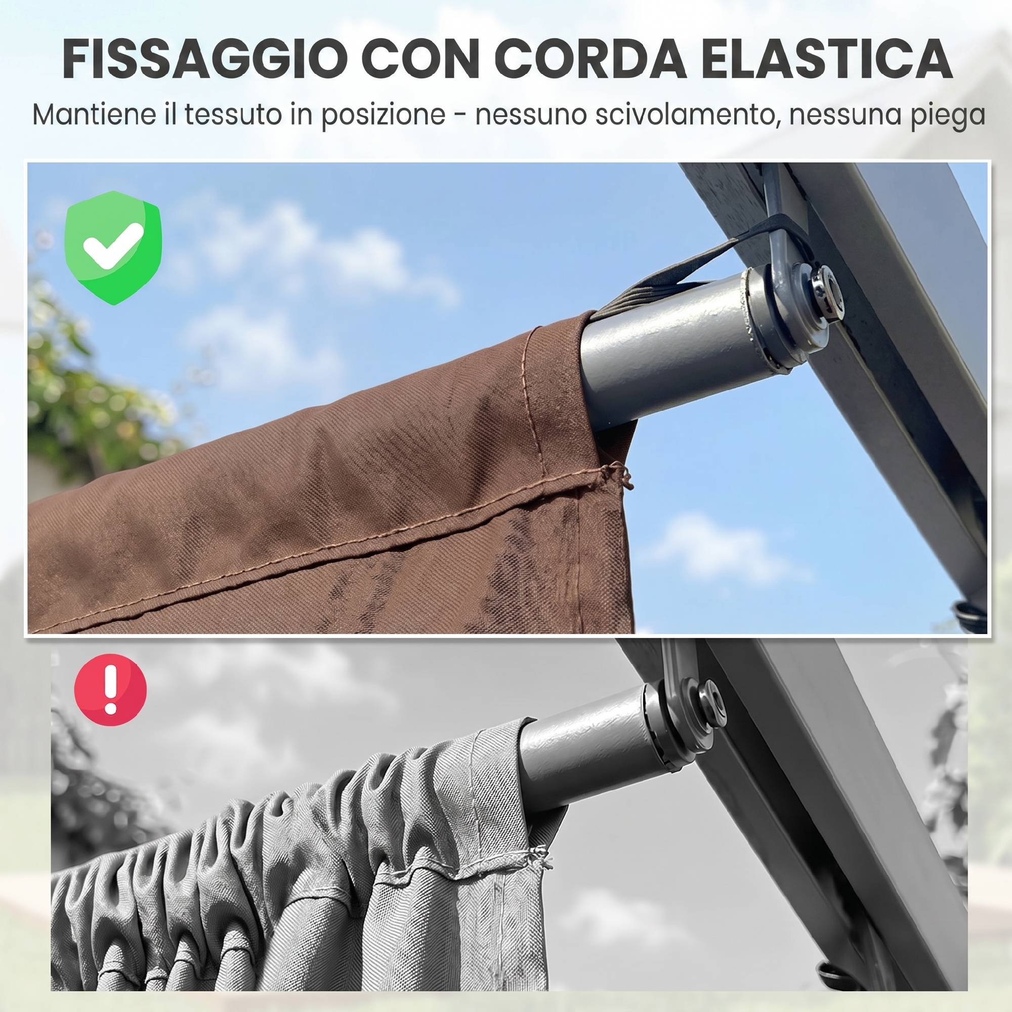 Couverture gazebo pergola 4x3 m polyester respirant café, 10 trous drainage - Image 9