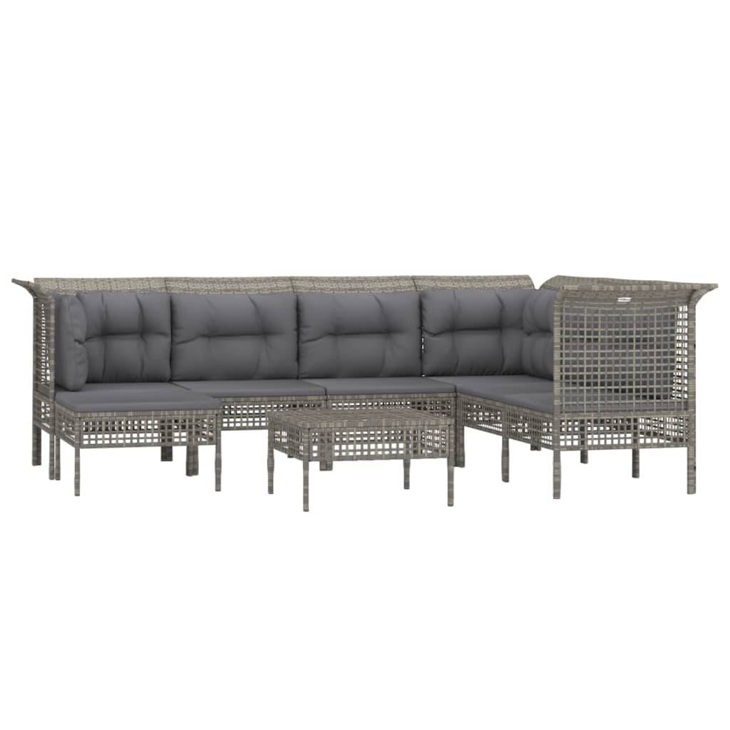 Helloshop26 - Salon de jardin meuble d'extérieur ensemble de mobilier 8 pièces avec coussins gris résine tressée - Imagen 1