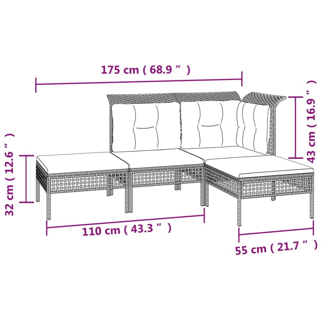 Helloshop26 - Salon de jardin meuble d'extérieur ensemble de mobilier 8 pièces avec coussins gris résine tressée - Imagen 5