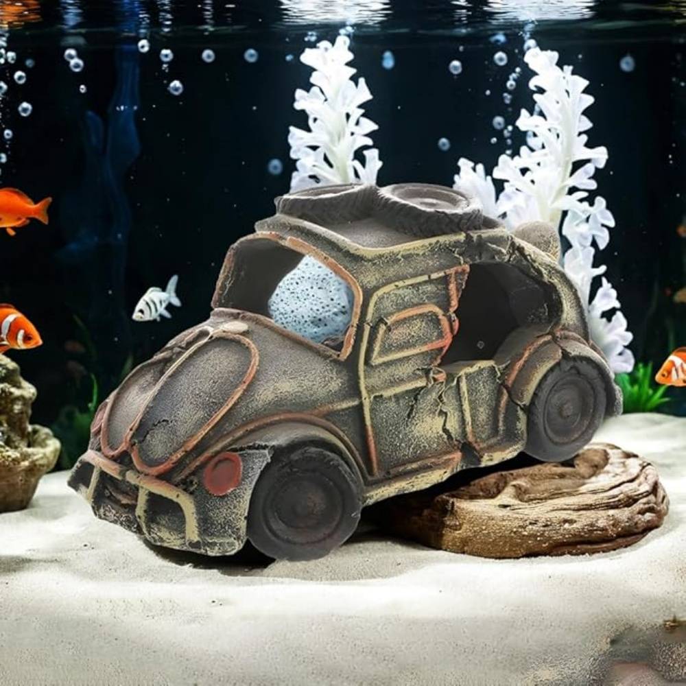 Décoration Aquarium Bus Cassé Résine - Image 2