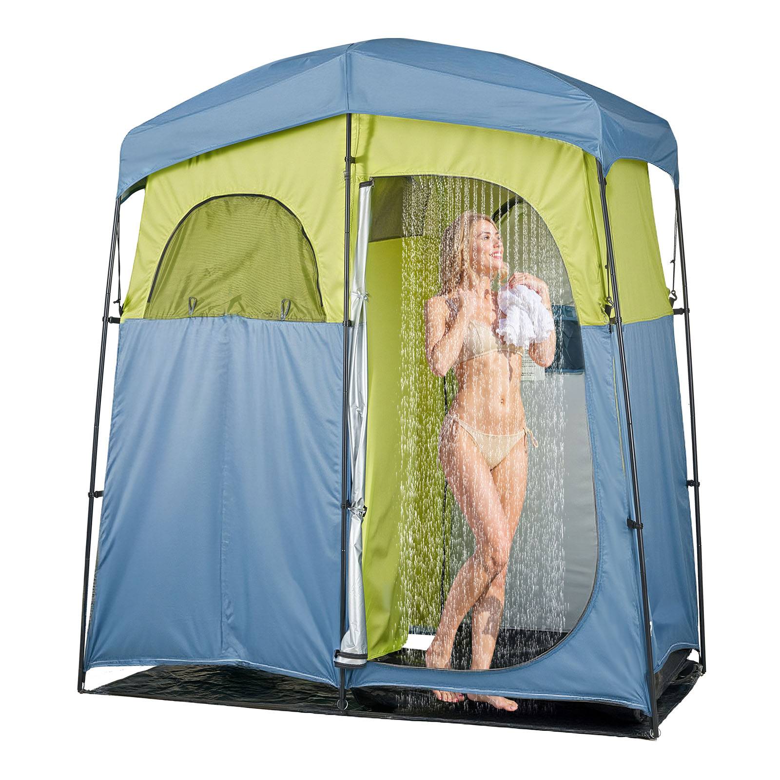 Vevor - VEVOR Tente de douche portable 2 personnes, 2 compartiments, tissu Oxford 150D, UPF 50, PU2000 mm, sac de douche et accessoires inclus.