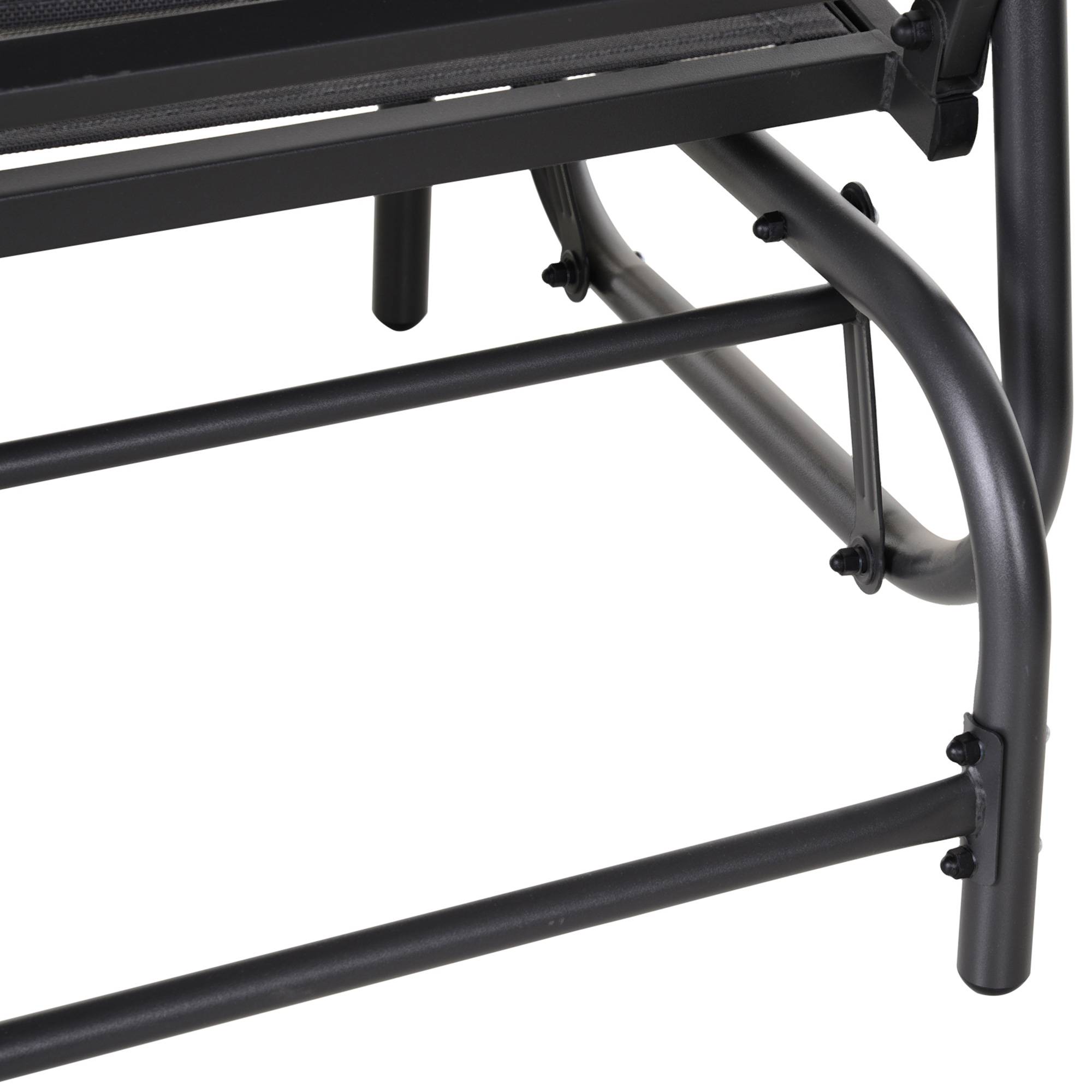 Outsunny - Banc à bascule de jardin 2 places design contemporain grand confort accoudoirs assise, dossier ergonomique acier textilène gris - Outsunny - Imagen 4