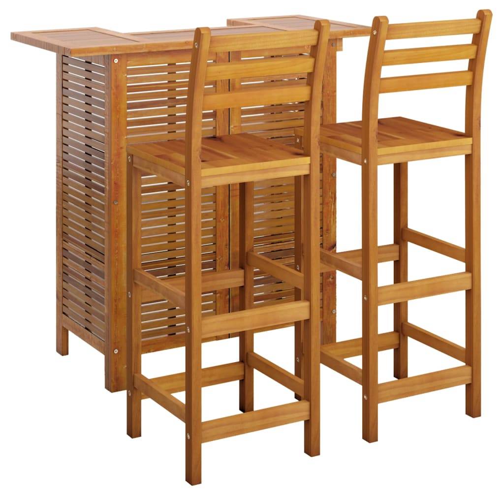 Helloshop26 - Ensemble de bar de jardin 3 pièces bois d'acacia solide - Imagen 1