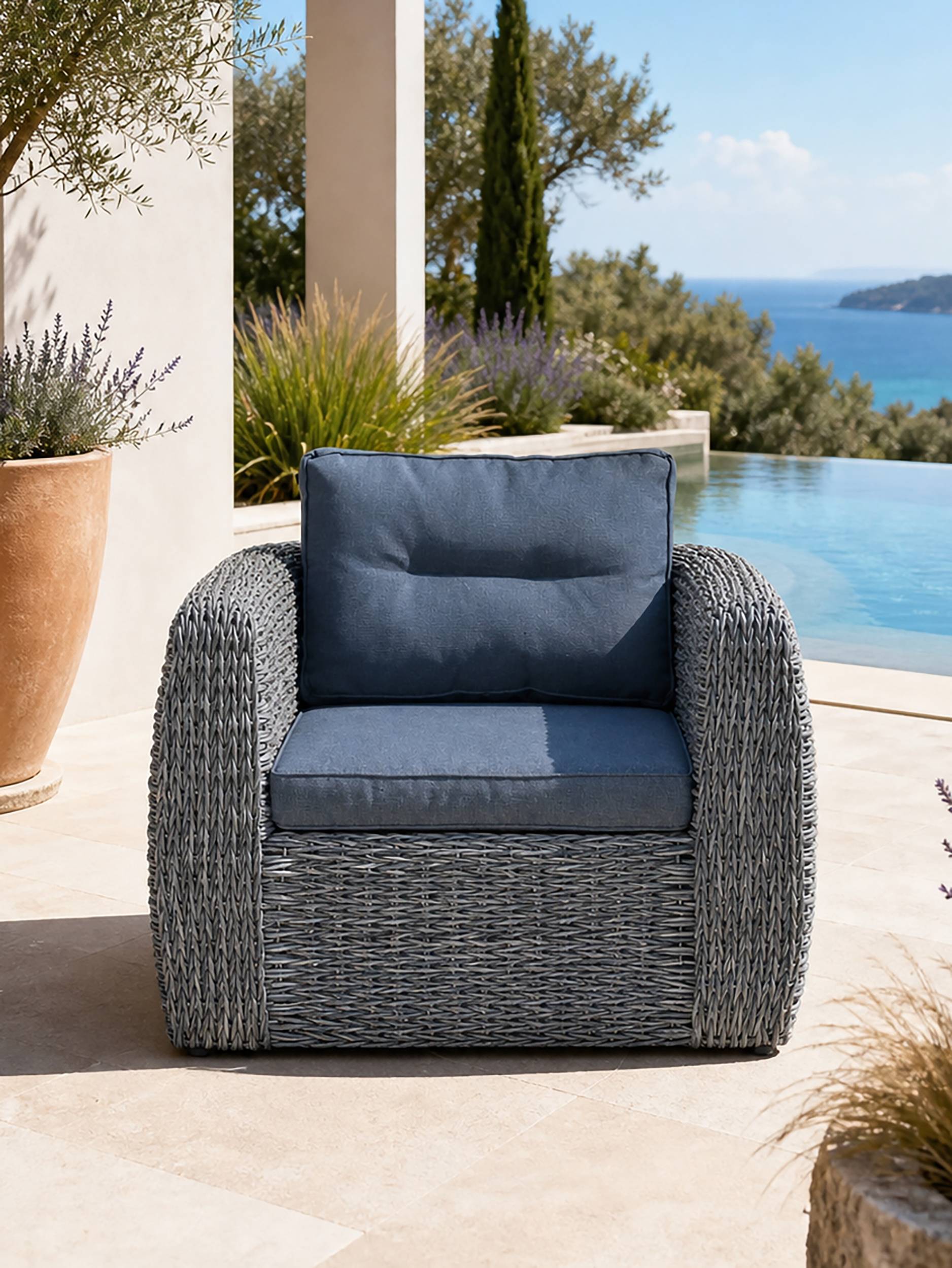 Paris Garden - Fauteuil de jardin en résine tessée (1 places) - Gris anthracite - BAHAMAS - Image 2