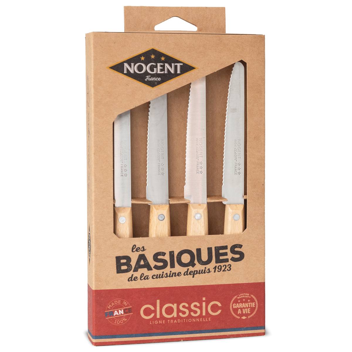Nogent 3 Etoiles - Coffret de 4 couteaux de table hêtre 00086 V Nogent 3 Etoiles