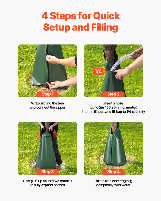 VEVOR Sac arrosage arbres 3pcs, 75.7L, goutte à goutte, fermeture. - Image 6