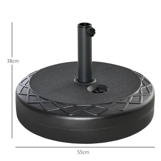 Pied de parasol à lester plastique HDPE jardin terrasse maintien sécurisé Ø55cm noir - ComfortXL Outdoor Living - Image 3