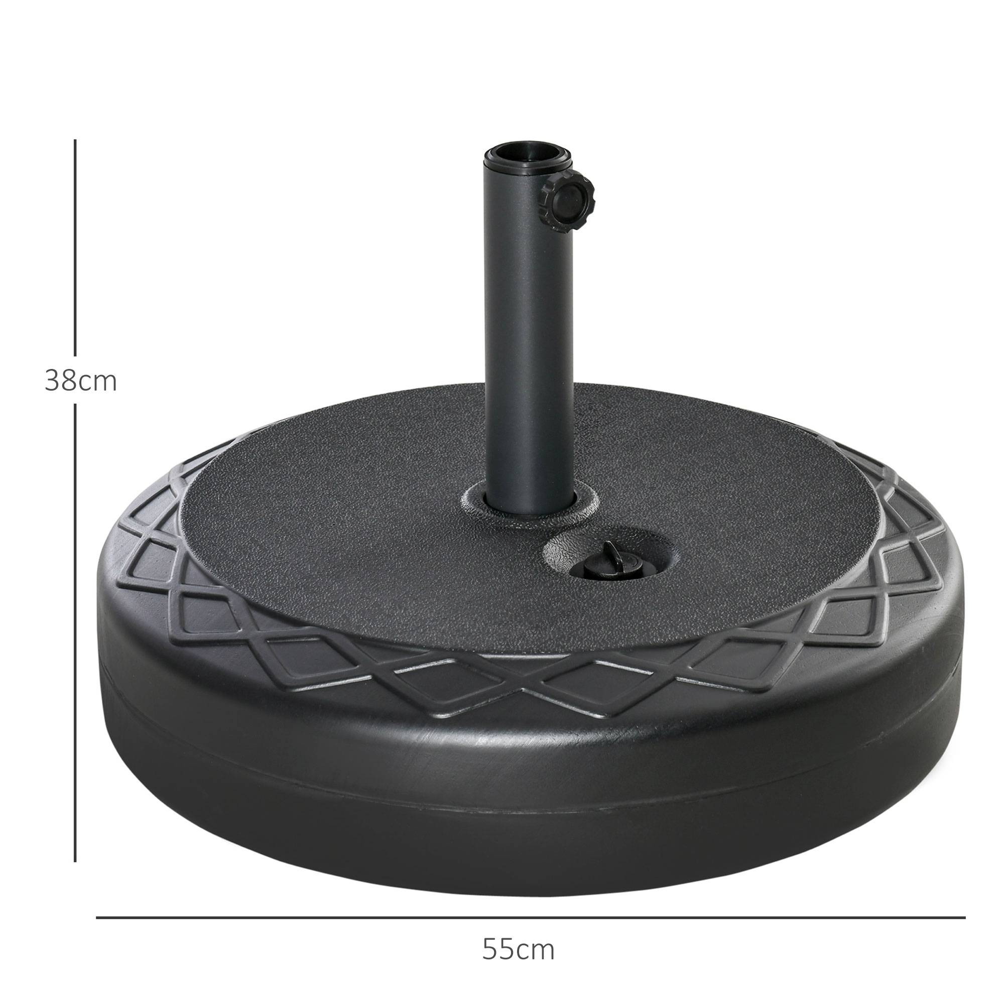 Pied de parasol à lester plastique HDPE jardin terrasse maintien sécurisé Ø55cm noir - ComfortXL Outdoor Living - Image 3