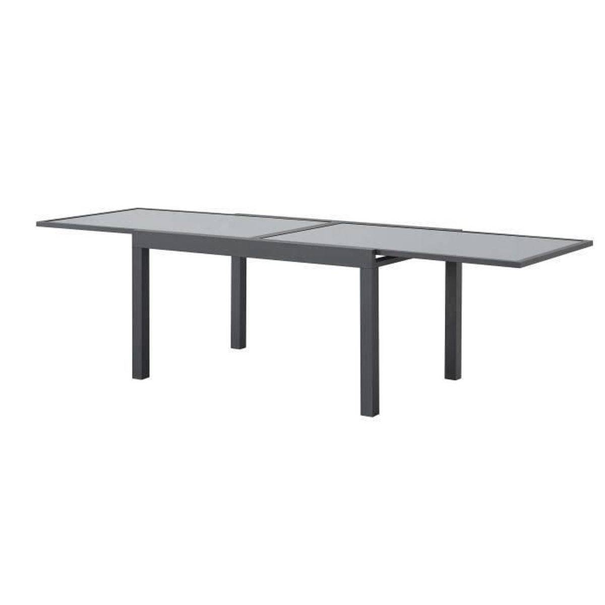 Table de jardin extensible rectangulaire en aluminium et verre trempé 135 à 270 cm - SABAIDECO - Image 2
