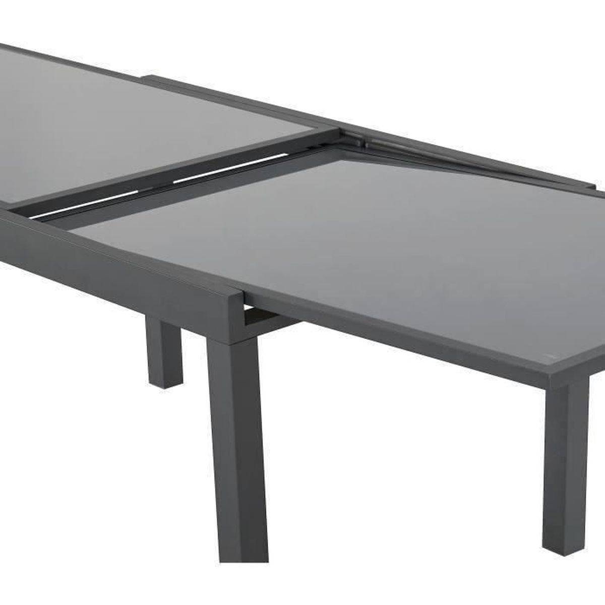 Table de jardin extensible rectangulaire en aluminium et verre trempé 135 à 270 cm - SABAIDECO - Image 4