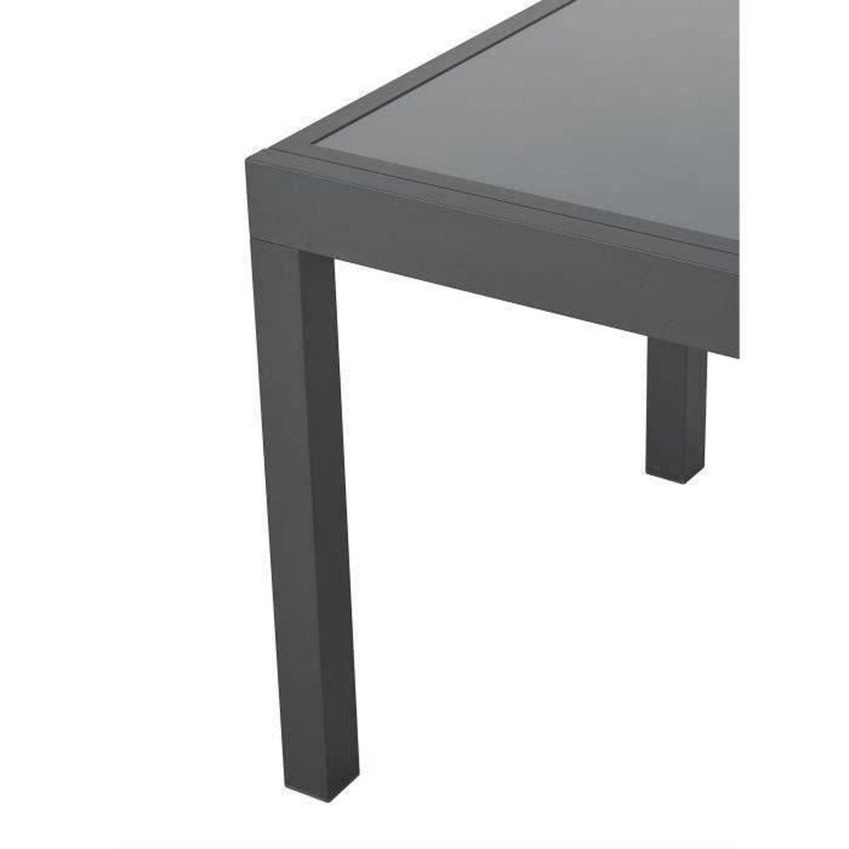 Table de jardin extensible rectangulaire en aluminium et verre trempé 135 à 270 cm - SABAIDECO - Image 6