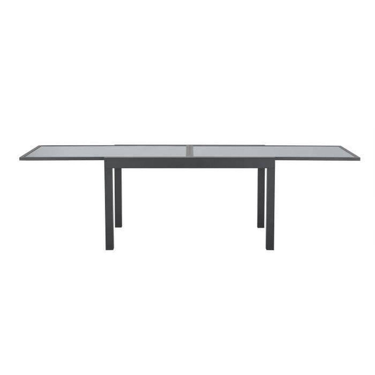 Table de jardin extensible rectangulaire en aluminium et verre trempé 135 à 270 cm - SABAIDECO - Image 5