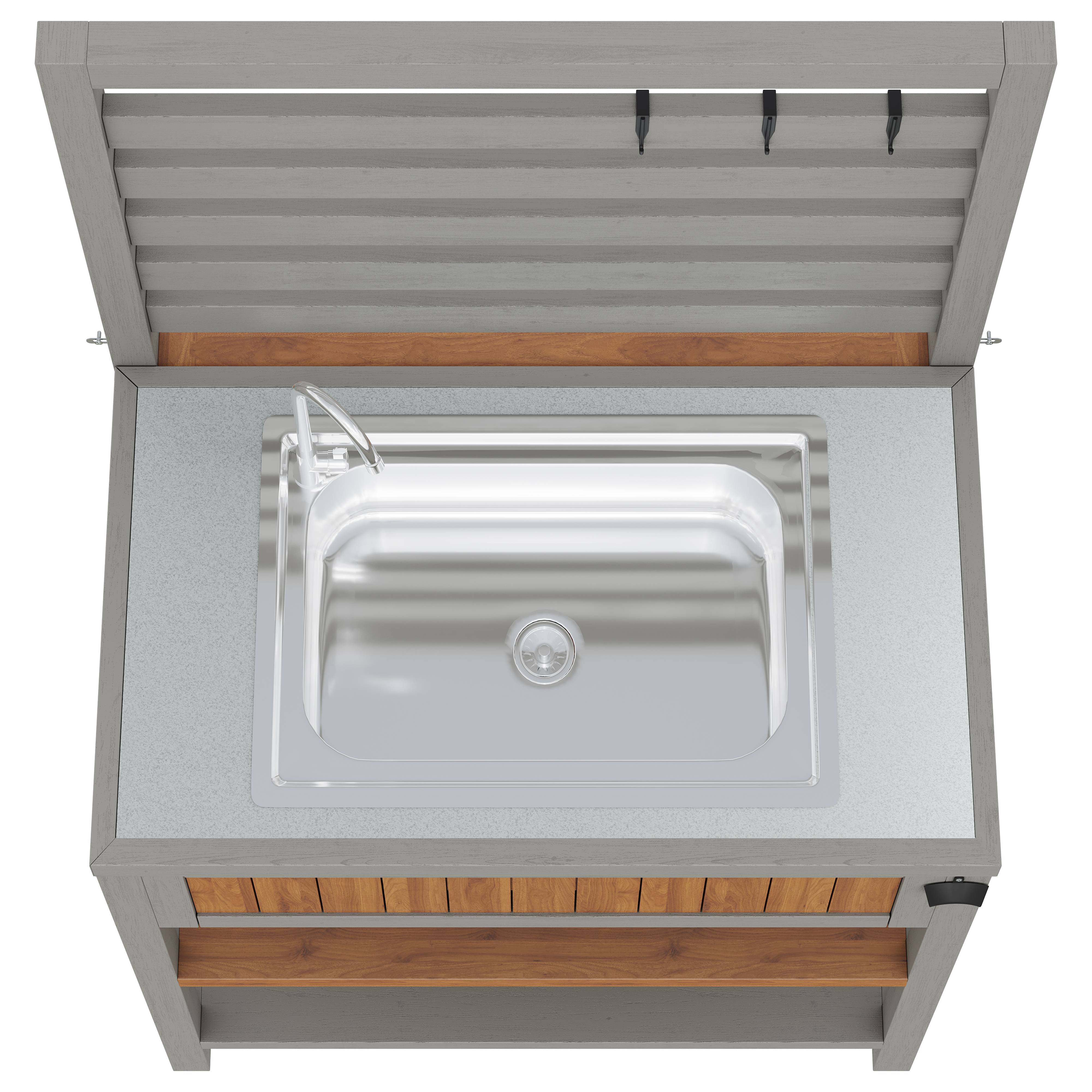 ComfortXL - Desserte de jardin bois massif pour barbecue avec évier intégré 80x51x148.5cm - ComfortXL Outdoor Living - Image 9