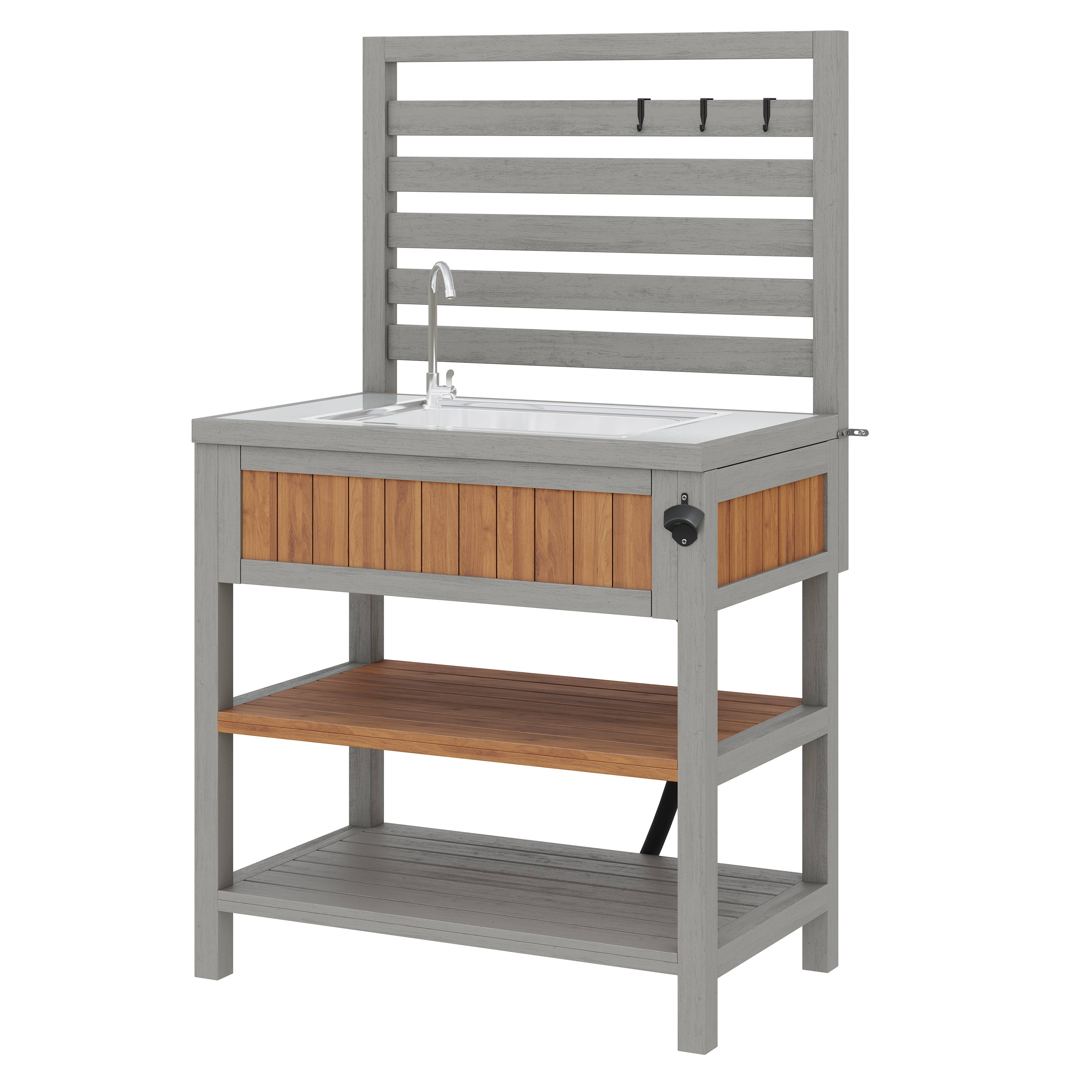 ComfortXL - Desserte de jardin bois massif pour barbecue avec évier intégré 80x51x148.5cm - ComfortXL Outdoor Living - Image 2