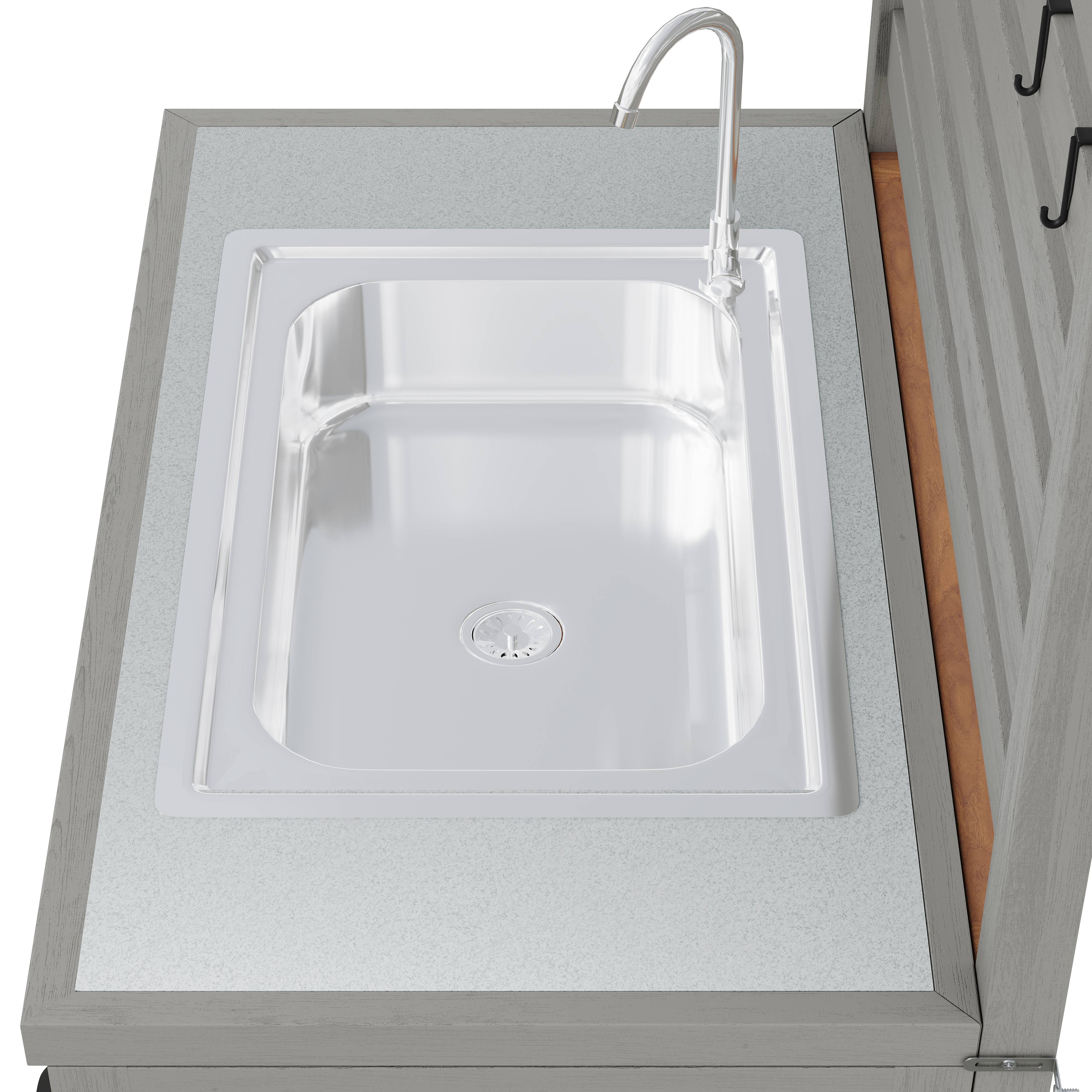 ComfortXL - Desserte de jardin bois massif pour barbecue avec évier intégré 80x51x148.5cm - ComfortXL Outdoor Living - Image 7