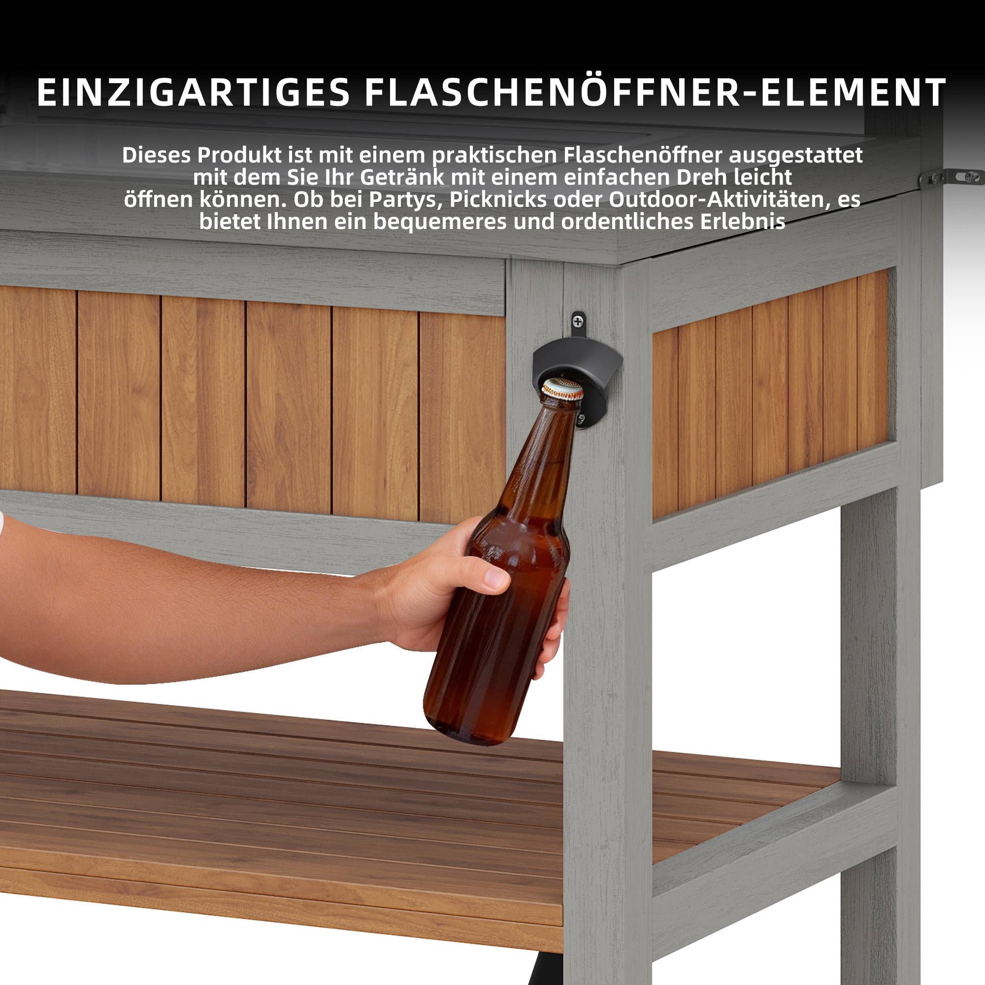 ComfortXL - Desserte de jardin bois massif pour barbecue avec évier intégré 80x51x148.5cm - ComfortXL Outdoor Living - Image 6