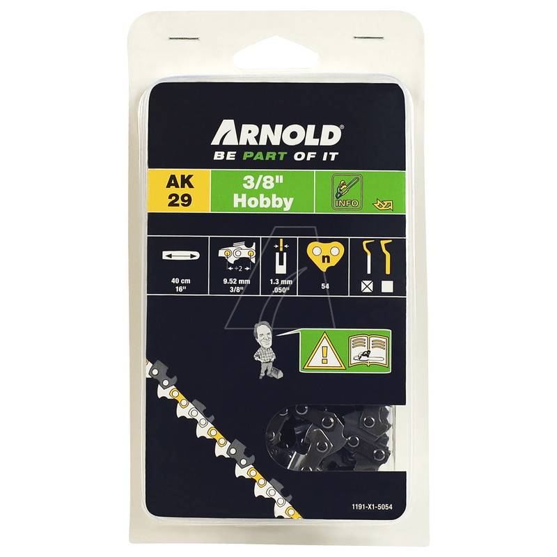 Arnold - Chaîne de tronçonneuse 3/8", 1,3 mm - 54 maillons d’entraineurs - gouges demi-rondes Arnold