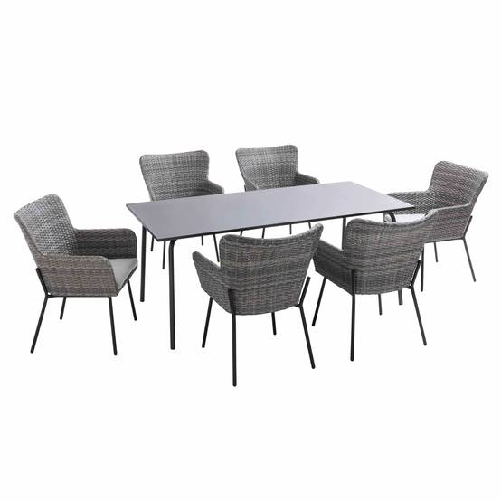 Oviala - Ensemble table de terrasse et 6 chaises avec accoudoirs en résine Palavas - Oviala - Imagen 1