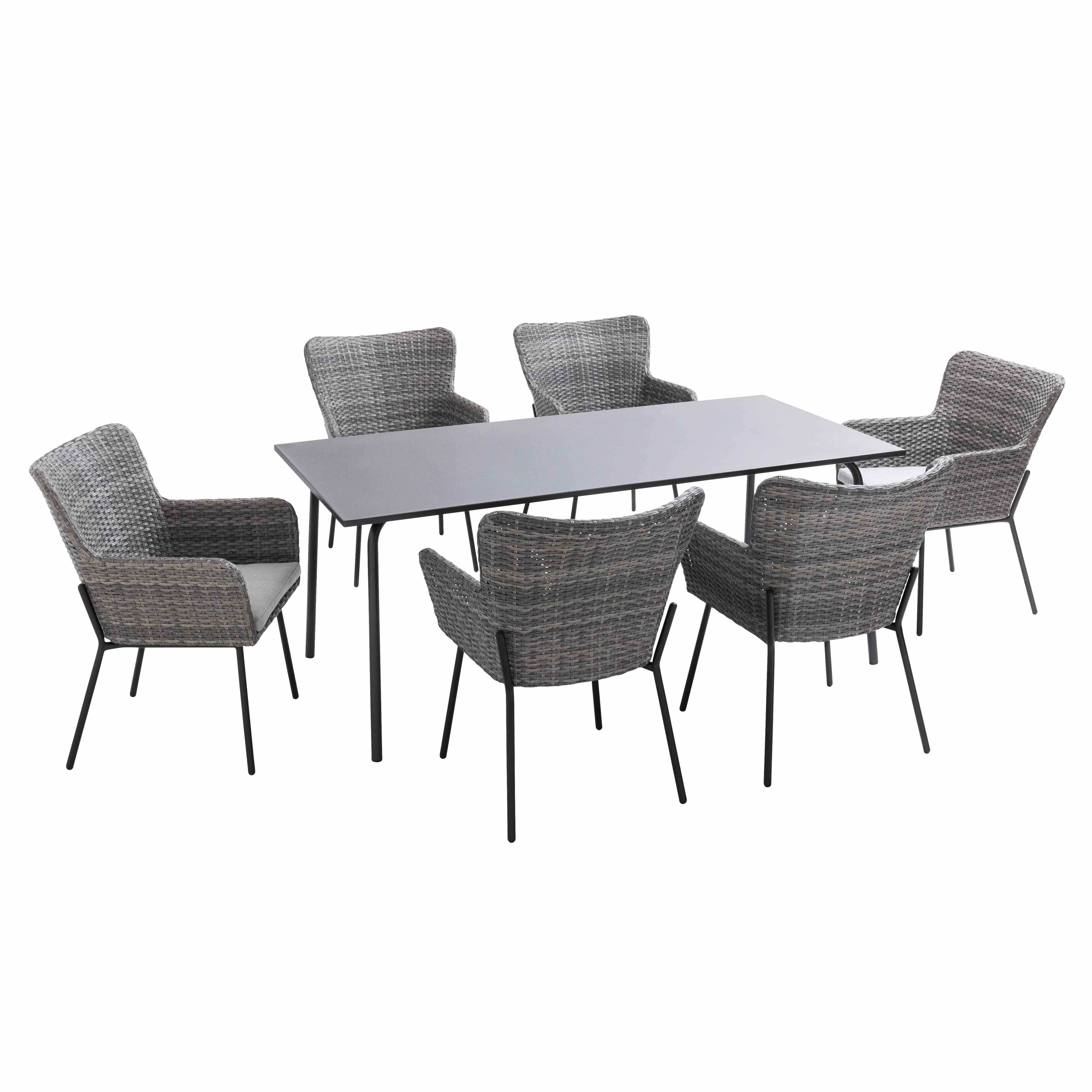 Oviala - Ensemble table de terrasse et 6 chaises avec accoudoirs en résine Palavas - Oviala - Imagen 1