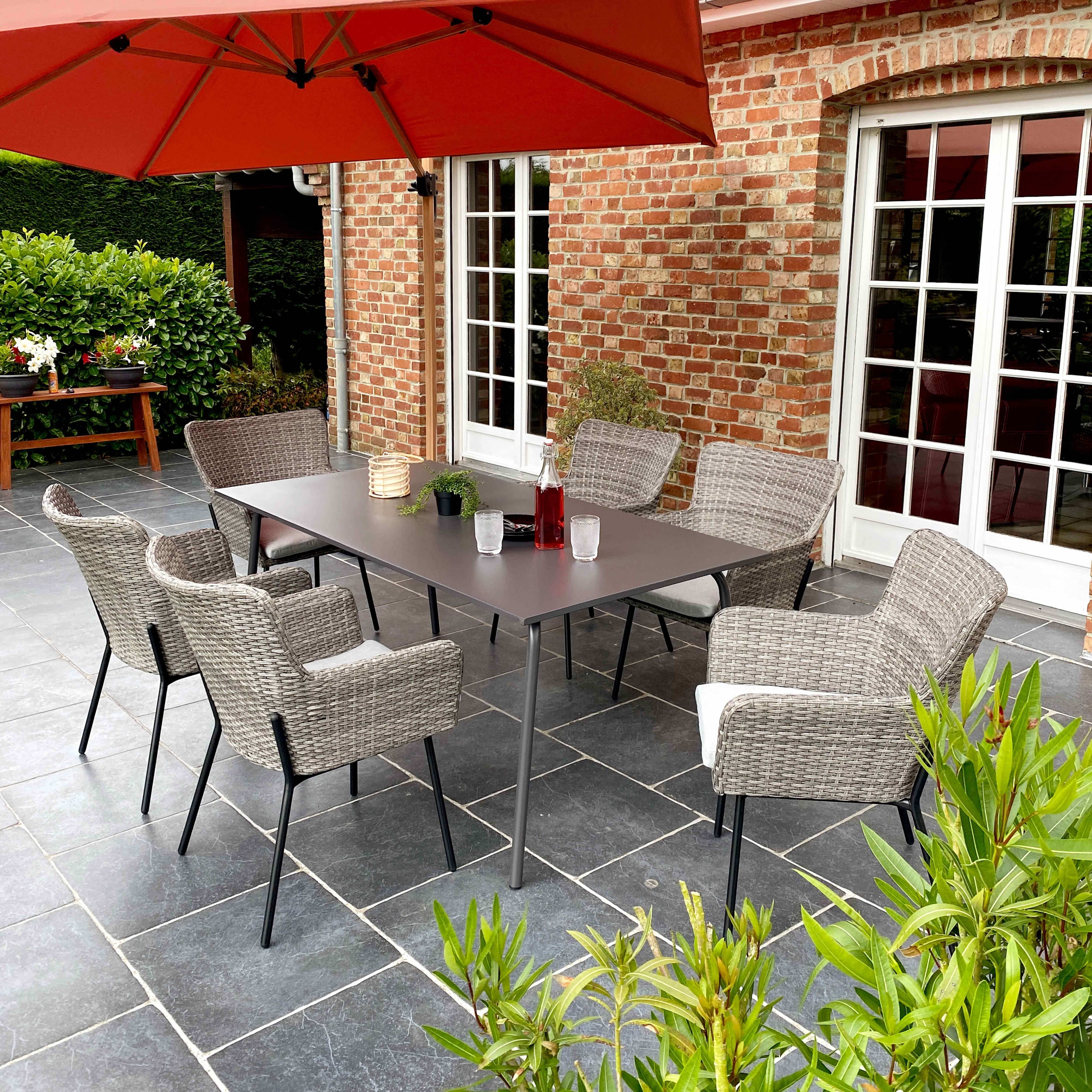 Oviala - Ensemble table de terrasse et 6 chaises avec accoudoirs en résine Palavas - Oviala - Imagen 2