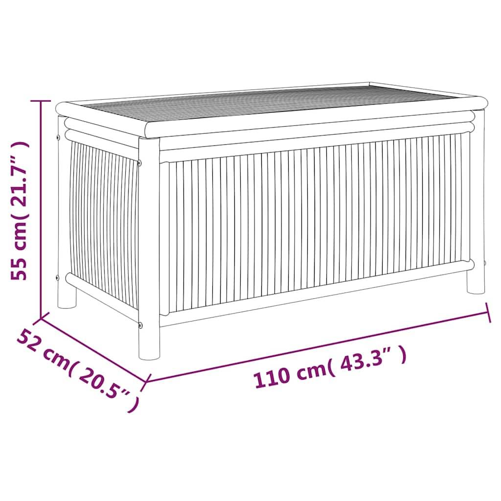 Malle de Rangement Bambou Naturel Banc Coffre pour Terrasse et Balcon Brun 110x52x55 cm – ComfortXL Outdoor Living - Image 8