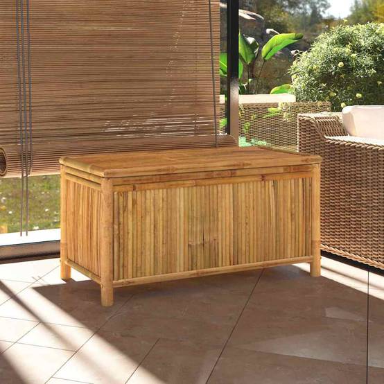 Malle de Rangement Bambou Naturel Banc Coffre pour Terrasse et Balcon Brun 110x52x55 cm – ComfortXL Outdoor Living - Image 1